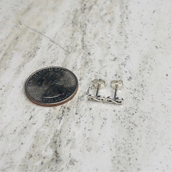 925 Sterling Silver Infinity Stud Earrings - Picture 8 of 10